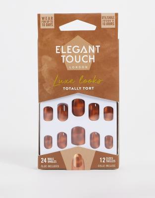 Elegant Touch Fake Nails 'Iced Rose' – 24 Nägel In 12 Größen, Mit Kleber, Rosa Mit Holografischem Glitzer