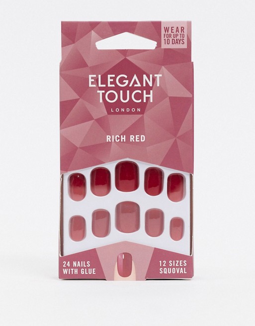 Elegant Touch Rich Red False Nails