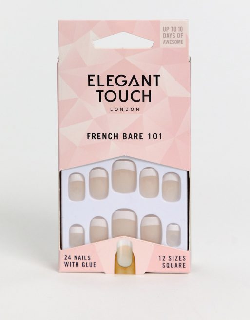 Elegant Touch – Sztuczne paznokcie średniej długości z francuskim manicure 101