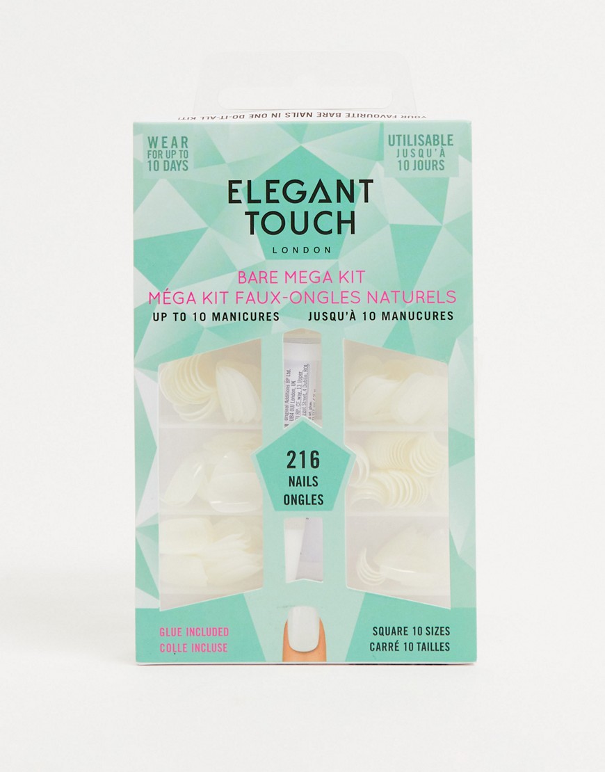 Elegant Touch Totally Bare Square False Nails Kit-No colour