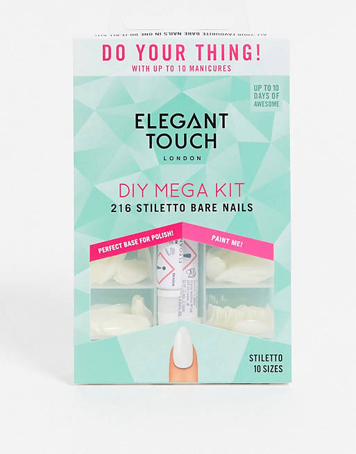 Elegant Touch – Totally Bare Stiletto False Nails Kit – Kit med lösnaglar