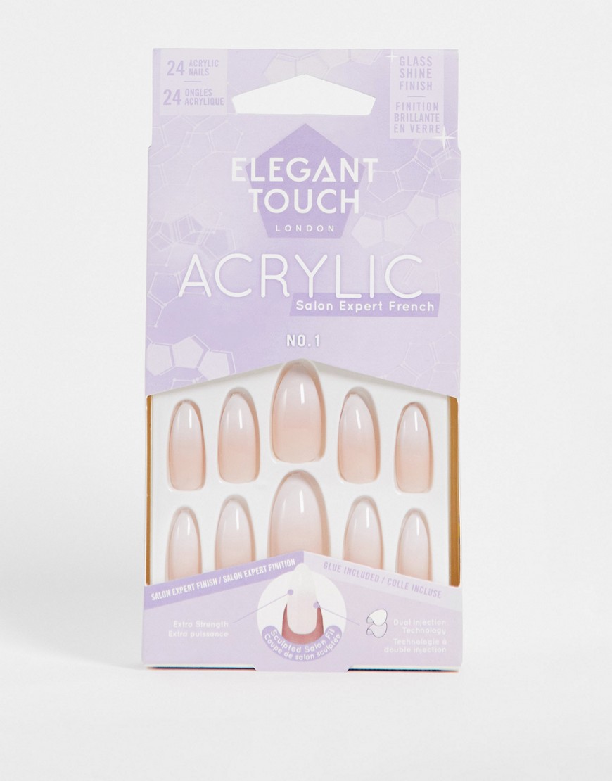 elegant touch - unghie finte acriliche - french ombre stiletto no. 01-rosa