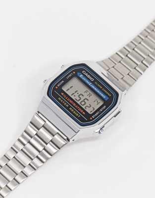 фото Электронные часы-браслет casio a168wa-1yes-серебряный