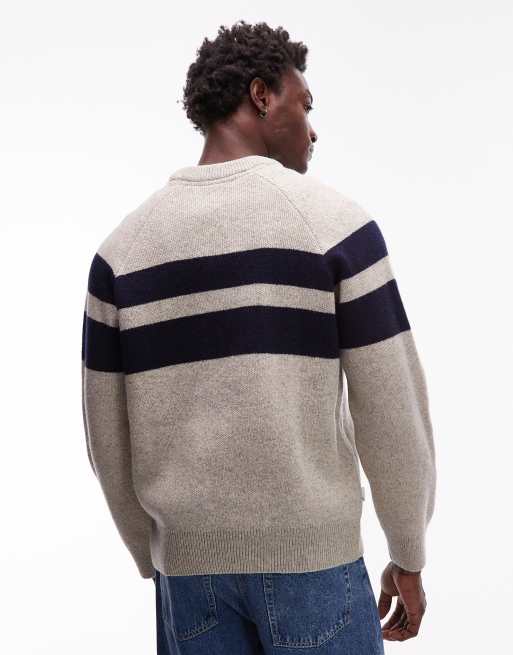 Element – 2000 – Beżowy sweter z dzianiny z mieszanki wełny z logo na piersi, 3 z 5