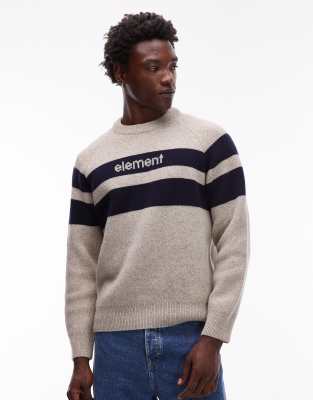 Element 2000s Chest Logo Wool Blend Knit Sweater In Gray