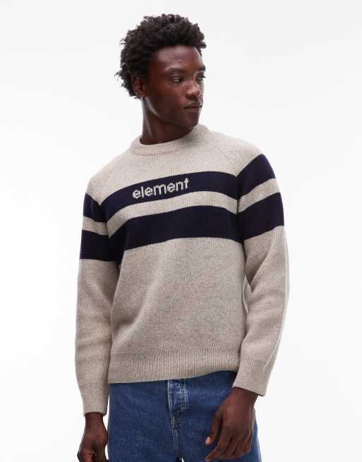 Element 2000s chest logo wool blend knit sweater in beige