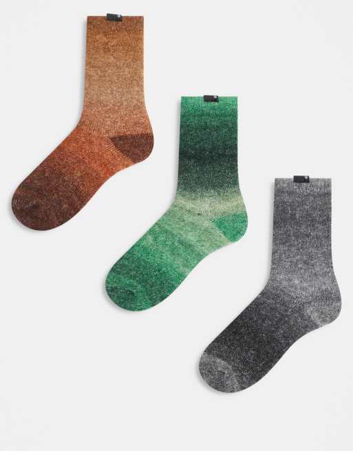 Element 3 pack of gradient colour socks in grey, green, orange