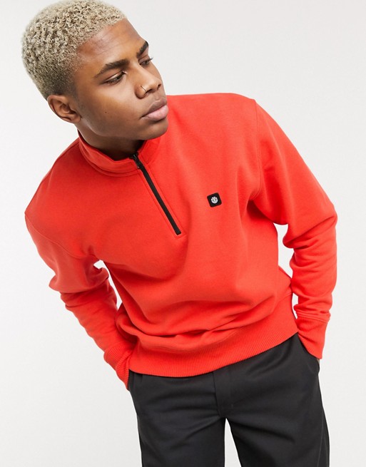 Element 92 Track 1/4 zip sweatshirt in red