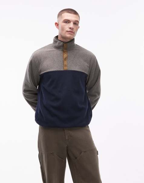 Element – Abenaki – Schlupfjacke aus Polarfleece in Marineblau mit halbhohem Stehkragen - view 1