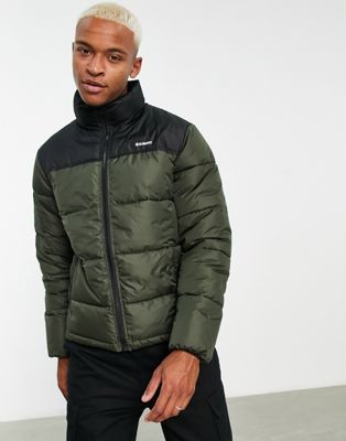 Element Alder Artic puffer jacket in khaki and black colourblock