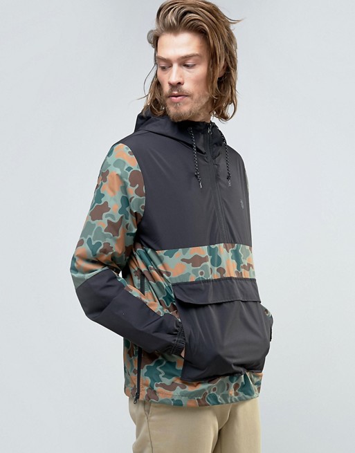 Element Alder Overhead Hooded Jacket in Black & Jungle Camo | ASOS