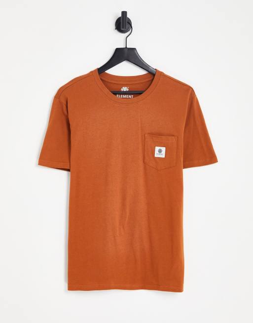 Element Basic - T-shirt marrone con tasca 
