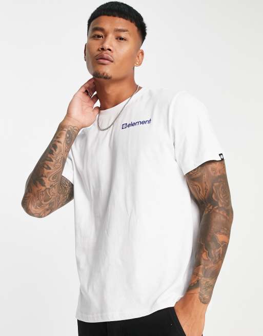 Element – Biały T-shirt z nadrukiem gór na plecach