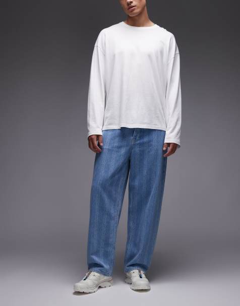 Element – Blå, ljustvättade, baggy jeans med kedjelänksmotiv - view 1