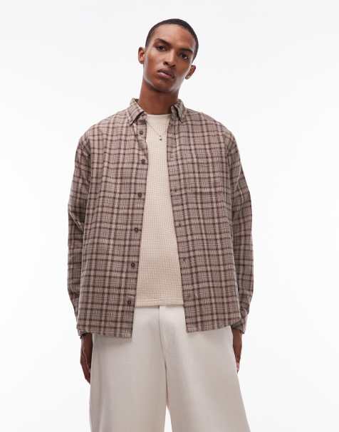 Element button down regular fit flannel check shirt in light brown - view 1