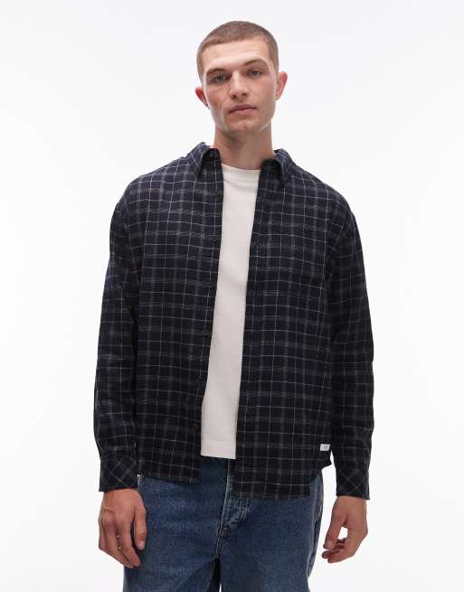 Element button down regular fit flannel plaid shirt in navy