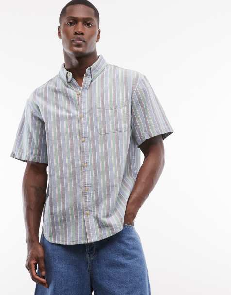 Element button down regular fit striped oxford shirt in blue - view 1
