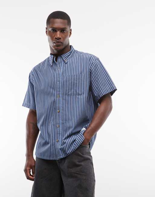 Element button-up striped shirt in blue, 3 of 5