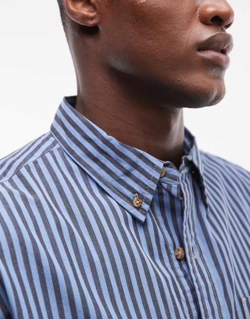 Element button-up striped shirt in blue, 4 of 5