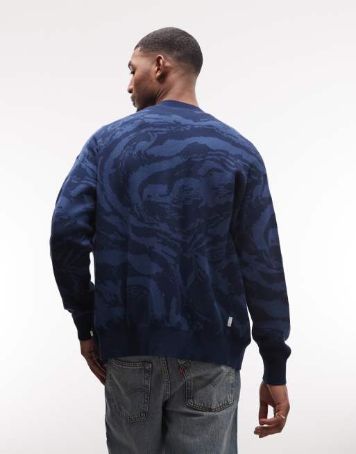 Element - Cardigan blu mimetico con bottoni, 4 di 5