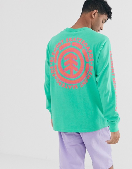Element Chrome long sleeve top with sleeve print in green