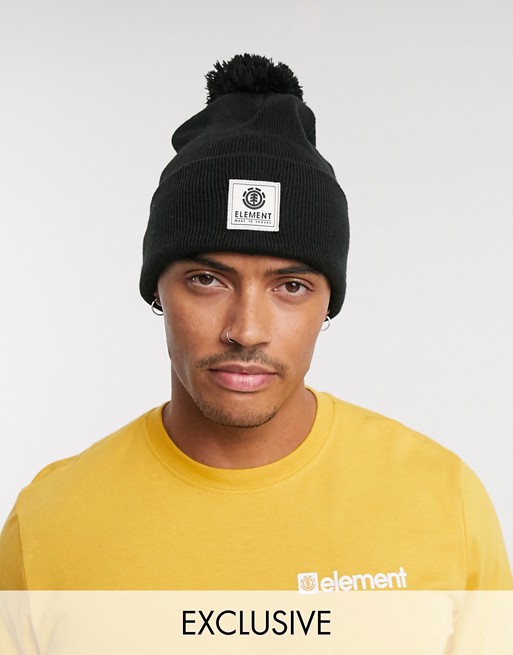 Element Dusk pom beanie in black Exclusive at ASOS