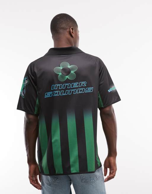 Element Eaxe graphic stripe soccer t-shirt in black, 2 of 5