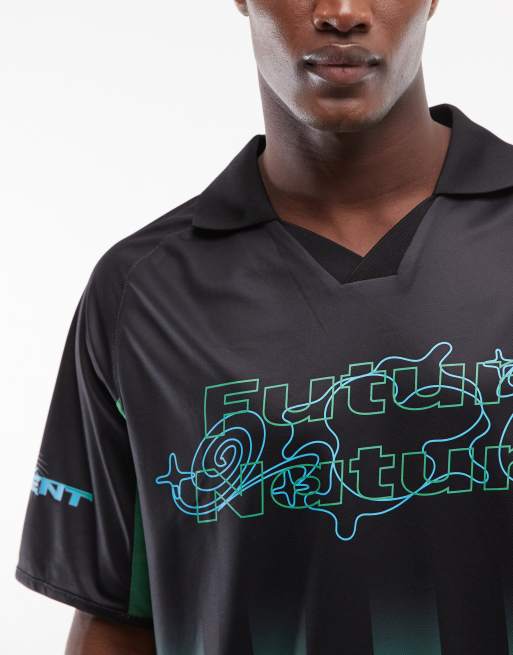 Element Eaxe graphic stripe soccer t-shirt in black, 5 of 5