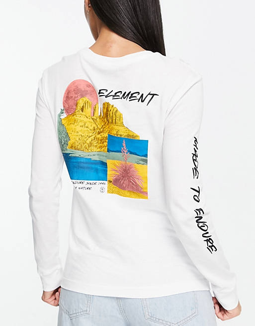  Element Fiero back print long sleeve t-shirt in white 