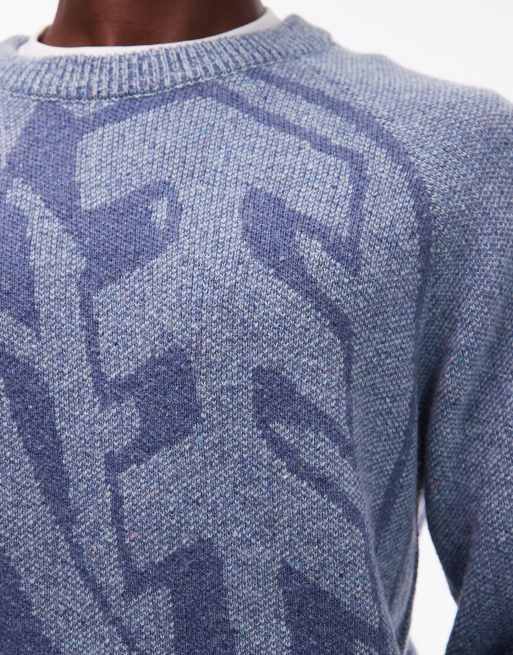 Element Gebreide trui van wolmix met dubbel icoonlogo in blauw