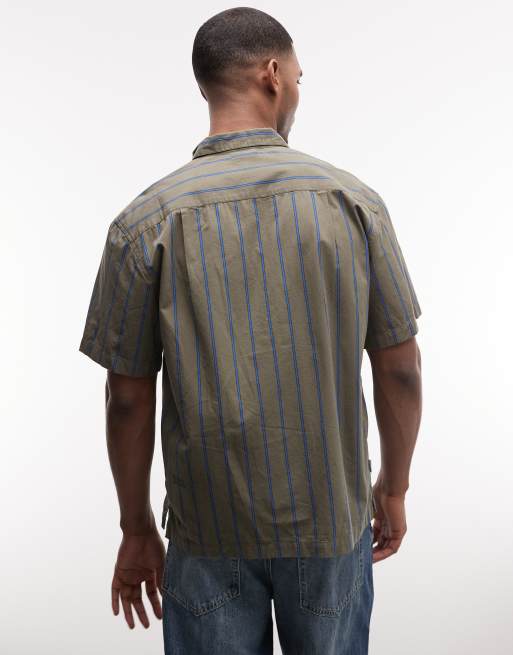 Element – Gestreiftes T-Shirt in Blau mit Markenlogo-Stickerei, 5 von 5