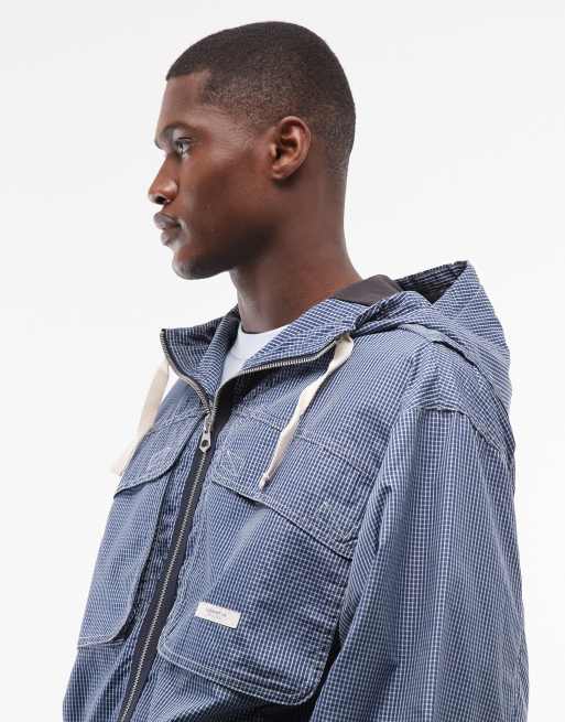 Element gingham hooded parka jacket in blue, 3 of 5