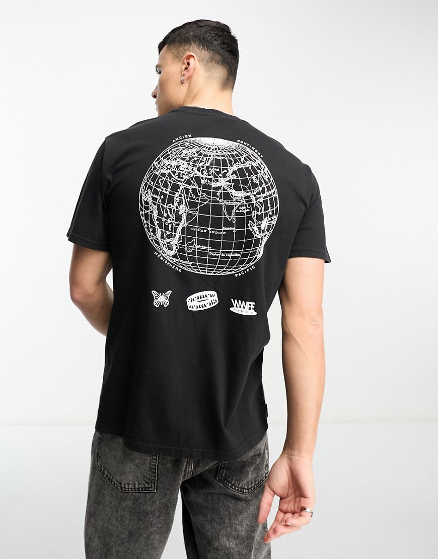 Element globe back print t-shirt in black