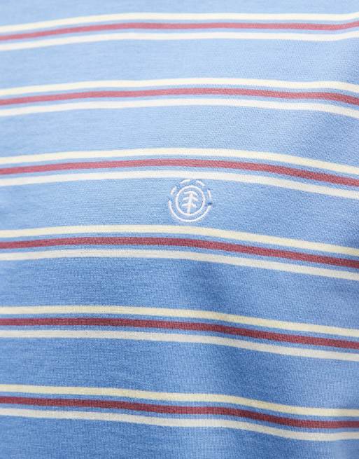 Element icon embroidered striped t-shirt in blue, 4 of 5
