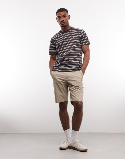 Element icon embroidered striped t-shirt in navy, 2 of 5