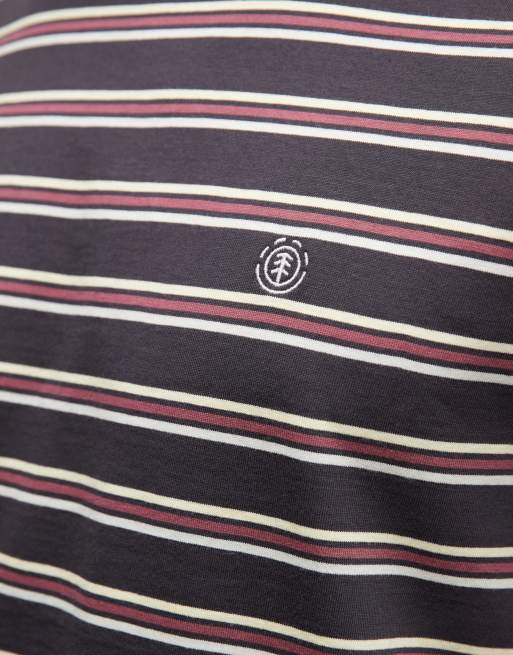 Element icon embroidered striped t-shirt in navy, 5 of 5