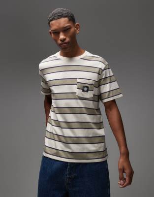 Element Icon Pocket Logo Striped T-shirt In White