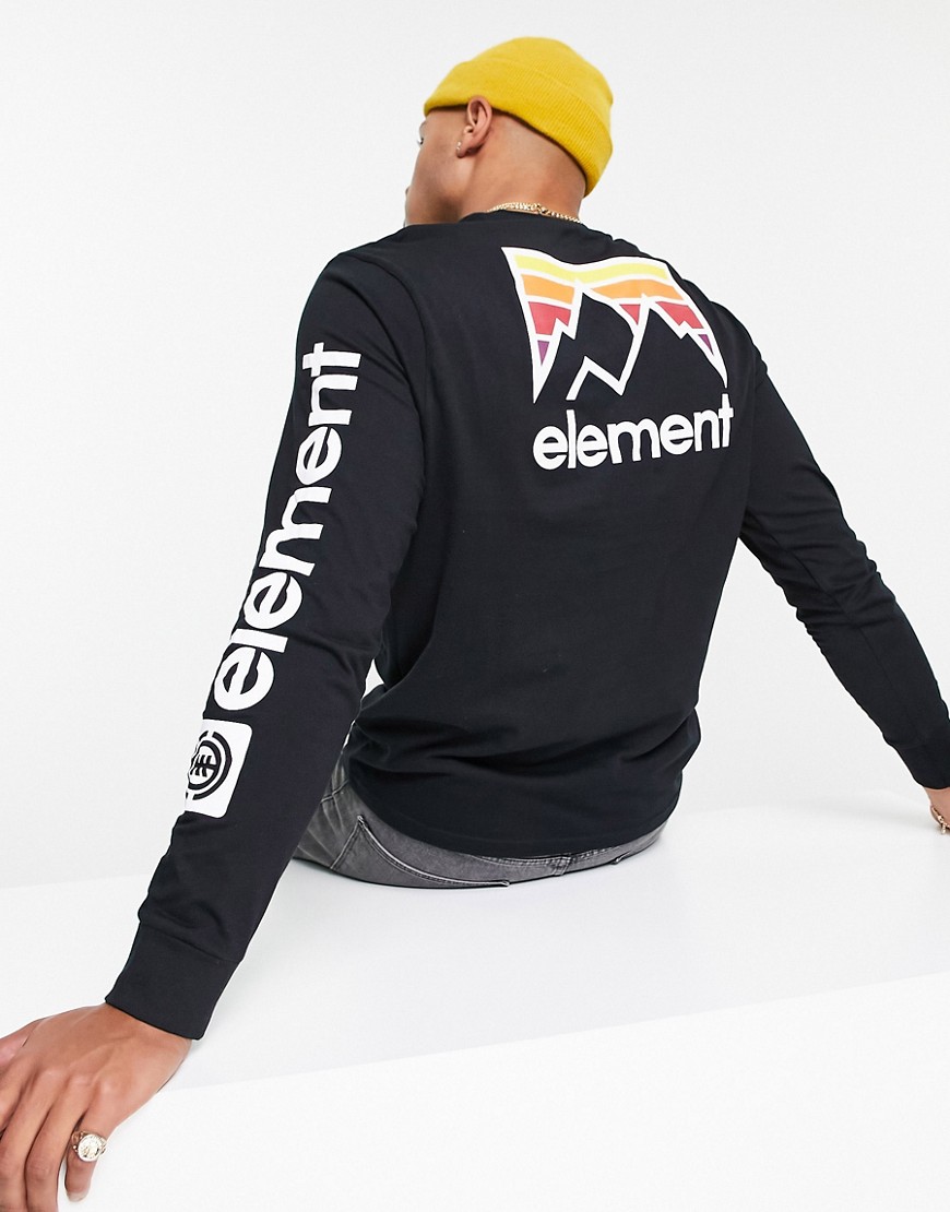 Element Joint back print long sleeve t-shirt in black