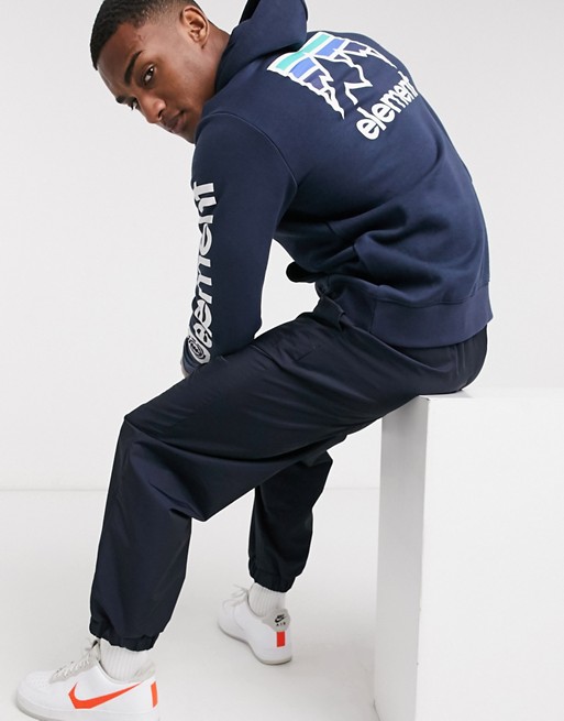 Element Joint back print hoodie in navy