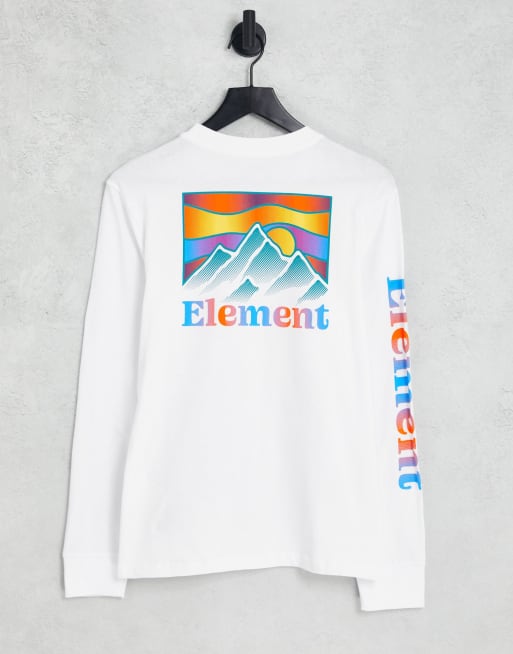Element – Kass – Langarm-Oberteil in Weiß mit grafischem Rückenprint