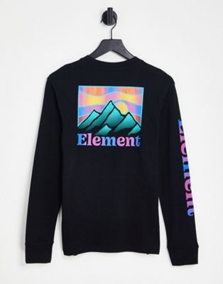 Element Kass long sleeve top in black with graphic back print