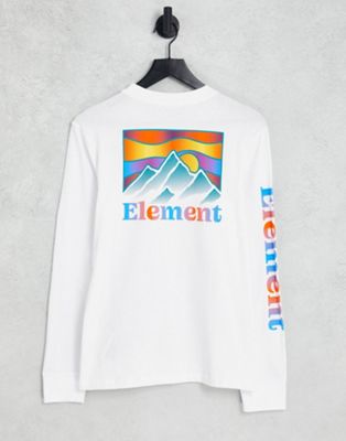 Element Kass long sleeve top in white with graphic back print