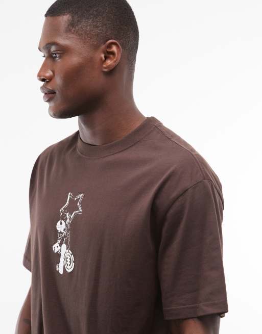 Element keychain chest graphic t-shirt in brown, 5 of 5