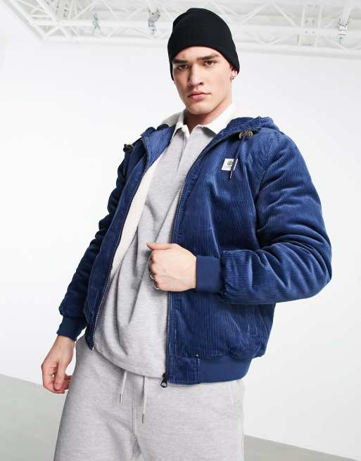 Element logo corduroy puffer jacket in navy | ASOS