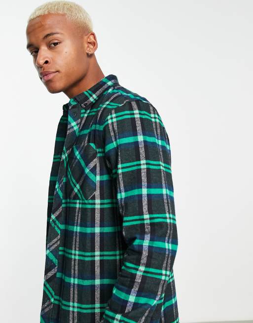 Regular Fit Green Plaid Flannel Shirt