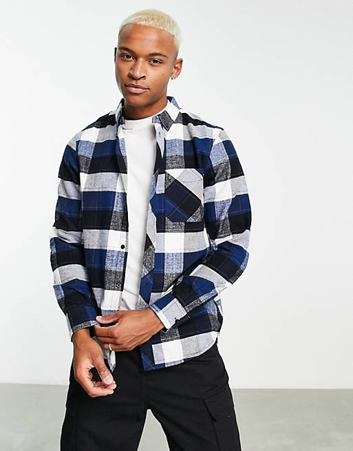 tonight Supple Conceited Element Lumberjack shirt in navy/ white check | ASOS