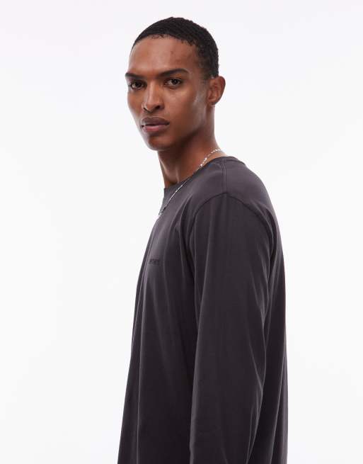 Element - Maglietta a maniche lunghe nera con logo, 4 di 5