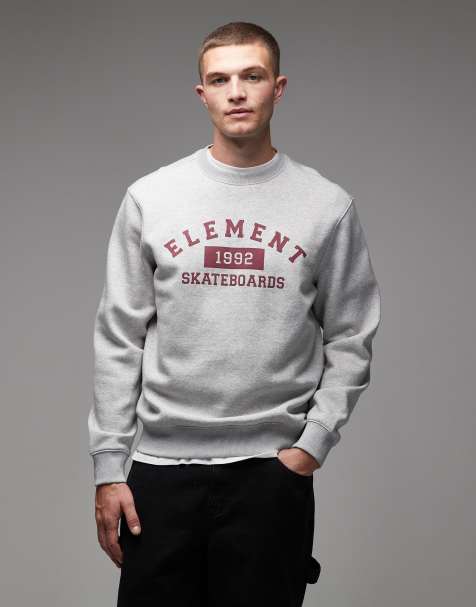 Element - Mellemgrå sweatshirt med sportslogo - view 1
