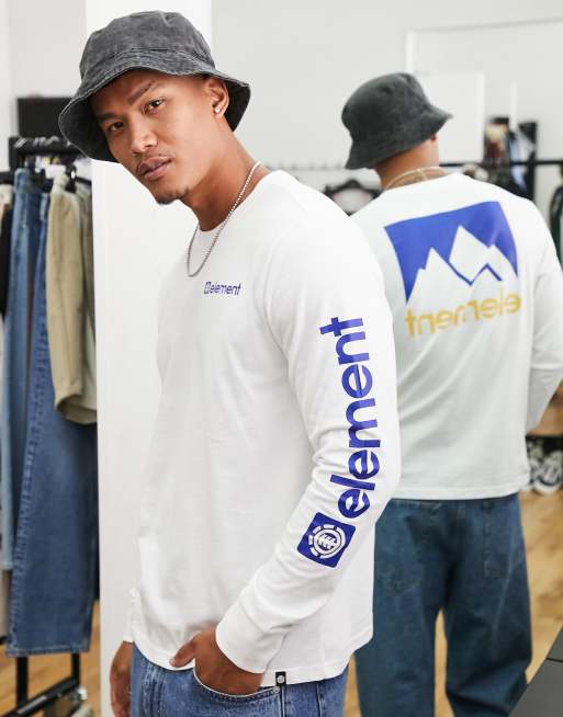Element – Mountain – Langärmliges Shirt in Weiß mit Rückenprint 