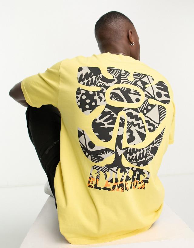 Element - multi graphic back print t-shirt in marigold yellow